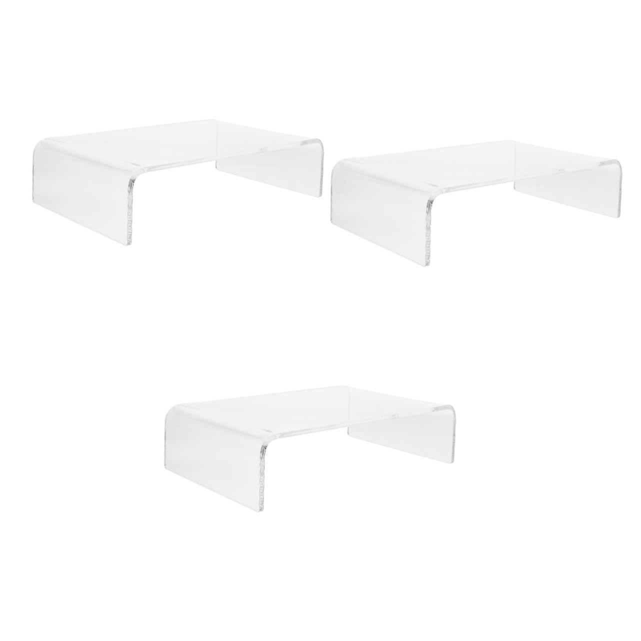 3pièces Support Élévateur Acrylique Transparent Pour Moniteur Et Ordinateur Portable Rangement Compact Pour Bureau Étude Et Maison Améliorez Votre Posture De Travail