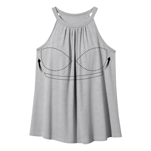 Image of Women Halter Tank Top with Built in Bra Flowy Sleevless Padded Camisole Loose Fit Summer Shirt Top S-3XL
