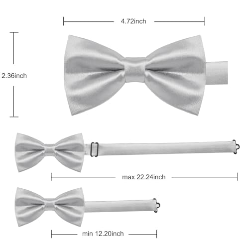 Image of YourTies Bow Ties for Men Pretied Bowties Solid Color Satin Bow Tie Formal Business Tuxedo Wedding Party Prom