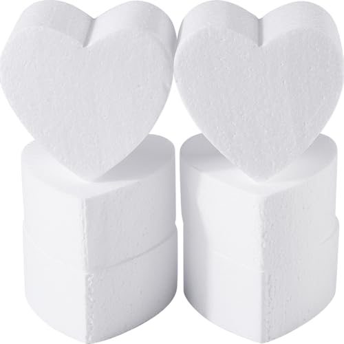 GORGECRAFT 6 Disque en Mousse pour Gâteau en Forme de Cœur Faux Modèle de 10cm Blanc Léger en Polystyrène Moules pour Poupées Embryonnaires Décoration...