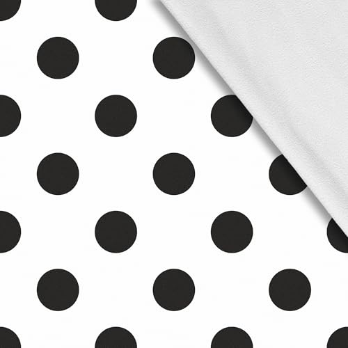 HEKO PANELS Tela softshell por metros, tela para exteriores, resistente al agua con forro polar, para coser, resistente al viento, para chaqueta, senderismo, deporte, mono, lunares, blanco y negro, 1