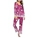 V Neck Christmas Pajamas for Women Fashion Long Sleeve Printed Tops Pants Pajama Sets Casual Comfort Home Sleepwear