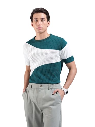 T-shirt pour homme bleu-vert tricot plat pour rester élégant