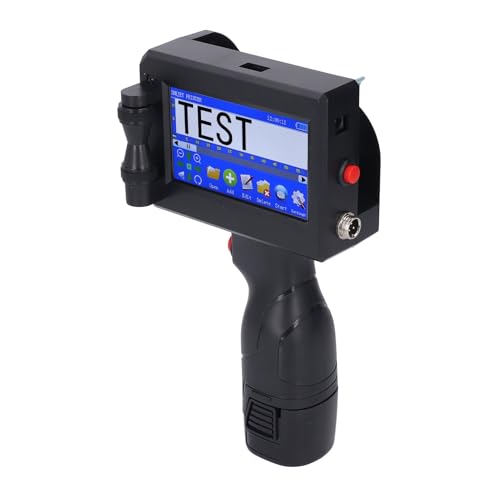 Zyyini Handheld Inkjet Printer, Upgraded Portable Handheld Printer with 4.3 Inch Touchscreen, 2-12.7mm Printing Height Adjustable, BT Connection, with Cartridge (US Plug)