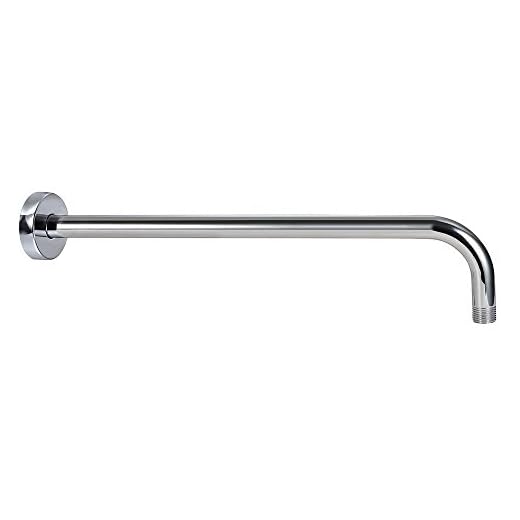 Purelux Extra Long Stainless Steel 16 Inch Replacement Shower Arm with Flange, Chrome finish,