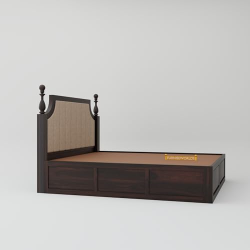 Image of Solid Sheesham Wood King Size Bed with Box Storage, Wooden Bed for Bedroom Cot Bed Furniture for Bedroom Home and Hotel (Classic Bed Walnut)