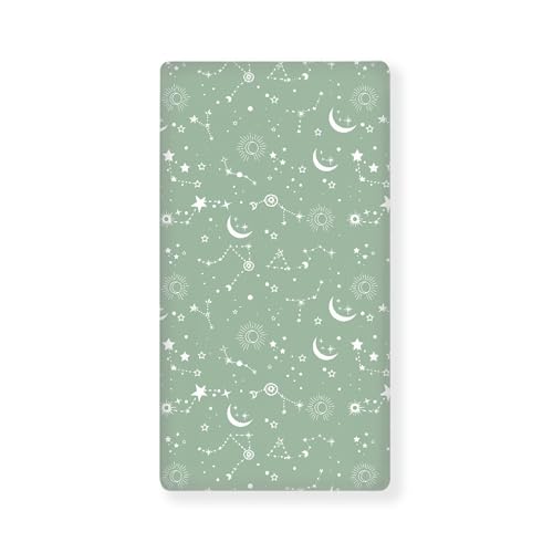 Image of Stars Baby Crib Sheets for Boys Girls Moon Fitted Crib Sheet for Standard Crib and Toddler Mattress Green Baby Mattress Sheets Toddler Bed Sheet 52x28x8 in