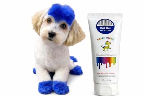 Crazy Liberty Permanent Pet Hair Dye for Dogs and Horses (Dark Blue) - Professional Grooming Color Gel For Creative Groomers 2.8 Fl Oz