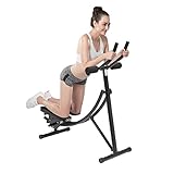YUNLAIGOTOP Abdominal Crunch Coaster, Height Adjustable Ab Trainer Abdominal Whole with LCD Monitor & Six Silent Rollers, Body Workout Machine for Home, Companies, Gyms
