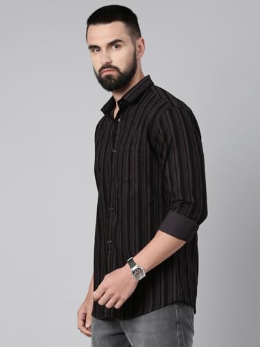 Image of Majestic Man Men's Standard Slim Fit Striped Pure Cotton Casual Shirt
