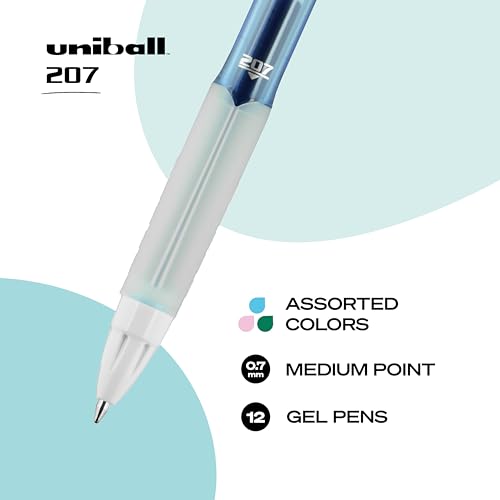 Image of uniball 207 Fashion Retractable Gel Pens, Medium Point (0.7mm), Assorted, 12 Pack