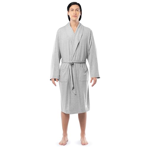 Fruit of the Loom Men's Lightweight French Terry Robe, Heather Grey, One Size