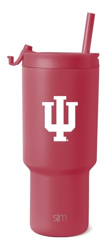 Image of Simple Modern Indiana Hoosiers Tumbler with Straw | 30oz | Collegiate | Trek Officially Licensed Indiana University Insulated Water Bottle, Travel Mug | Football Gift for Men, Dad, Him, Her