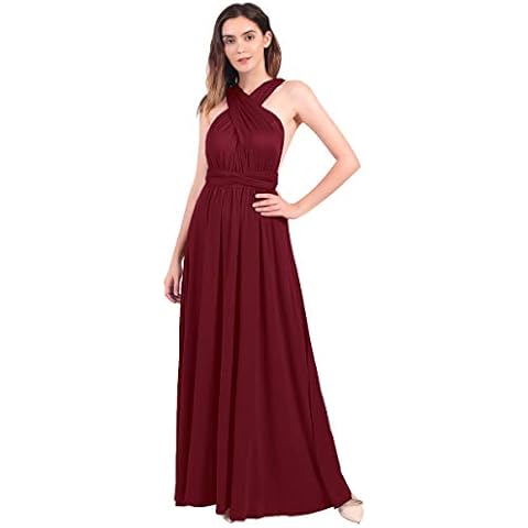 FYMNSI Damen Multiway Lange Abendkleid Hochzeit Brautjungfernkleid Bodenlang Partykleid Cocktailkleid Cabrio Wickelkleid V-Ausschnitt Festlich Kleid Rückenfrei Neckholder Maxikleid Sommer Strandkleid Cover