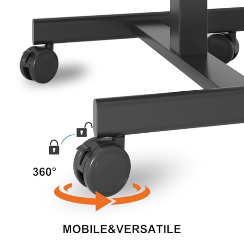 Image of 18.9 * 25.6 inch Mobile Standing Desk,T Shaped Pneumatic Adjustable Height Stand Up Desk,with Lockable Wheels,Ergonomic Standing Side Table for Home Office Work Computer Workstation Black+Gray