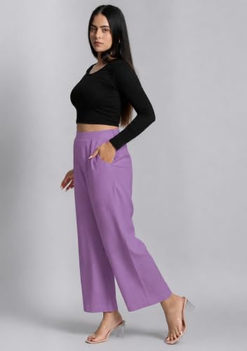 Image of Moirai Pure Cotton Wide Leg Women Trouser Stylish Mid Rise Relaxed Straight Fit Loose Pants Casual Travel Office Formal Wear