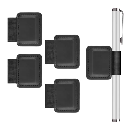 Image of BOXOB 5pcs Pen Loop Holder, Self Adhesive Leather Stylus Holder Elastic Pencil Sleeve Attached to Journals Notebooks Case for Apple Pencil (USB-C / 1st / 2nd Generation) and Stylus Pens