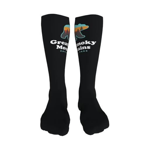 Socks,Great Smoky Mountains National Park Socks for Women Mens Running Socks Soft Warm Long Socks Compression Socks Hiking Socks 20in Black4