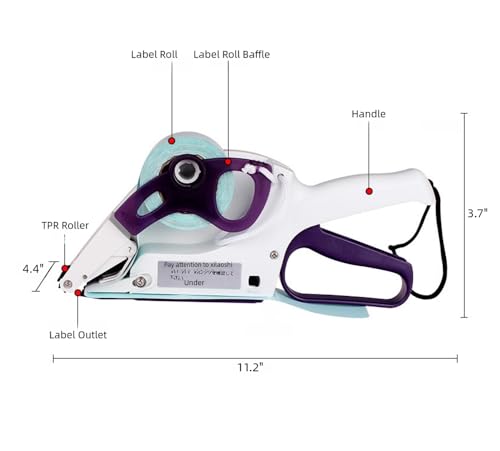 Image of Generic Manual Label Applicator, Portable Handheld Barcode Sticker Gun, Flat Round Bottle Labeling Machine, for 1 inch 3 inch Label Roll Core, 11.2*4.4*3.7in
