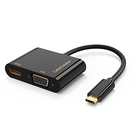 Image of CableCreation USB C to HDMI VGA Adapter, USB Type C to Dual VGA HDMI 4K@30Hz Splitter Converter Compatible with Galaxy S22 Ultra /S20, MacBook Pro 2020, iPad Pro 2020, iPhone 15 Pro Max | 4k@30HZ, Plug and Play, Compatible with iPhone 17 Plus /17 Pro Max,Galaxy S22 Ultra, MacBook Pro 2020, iPad Pro 2020