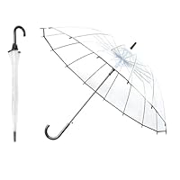 VIPOPICO Clear Bubble Umbrella – Large 40\u201D/103cm Windproof Transparent Dome Umbrella for Rain – Wedding, Prom, Graduation & Outdoor Events – Reinforced Fiberglass for Men & Women(Black 16 Rib)