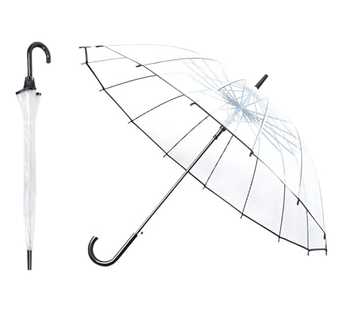 Paraguas de burbuja de aire transparente impermeable para lluvia con J gancho