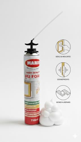 Image of PU Foam Spray 750ML for Gap Filling & Leak Repair | Expanding Foam Sealant Spray for Walls, Doors, Windows & AC Ducts | Waterproof Insulation Foam & Crack Filler for Home DIY (Pack of 2)