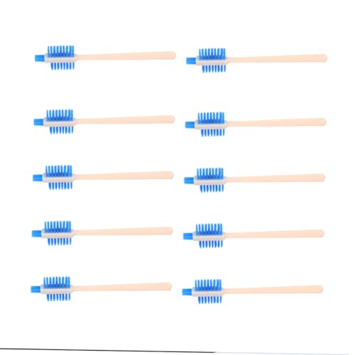 Ciieeo 10PCS Triple Sided Food Processor Cleaning Brushes with Plastic Handle Versatile Juicer Soymilk Machine Brushes for Kitchen Use Blue