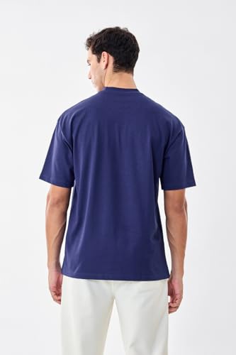 Image of SNITCH Men Oversized Fit T-Shirt | Premium 100% Cotton Breathable Fabric & Smooth Texture | Minimalist Casual Wear T-Shirt with Drop Shoulder & Half Sleeves for Daily Use