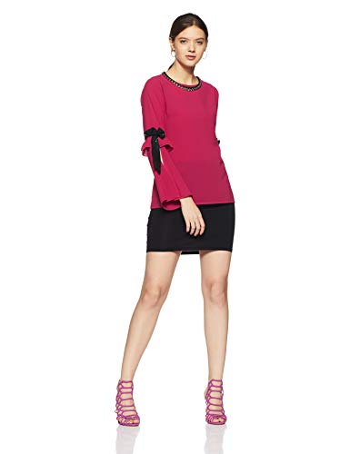 Image of pluss Women's Regular fit Top (LTP3015-FUSHIA Pink S)