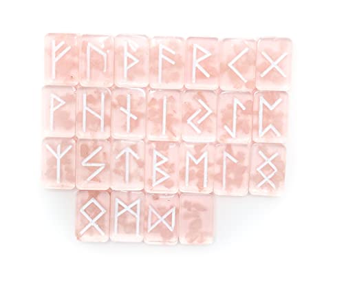 Elder Futhark Rose Quartz Resin Rune Set miniatura 1