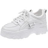 [ＳｅｎＨｕ] スニーカー レディース 厚底スニーカー ダッドスニーカー 白 厚底 ランニングシューズ 黒 スポーツ シューズ 靴 ウォーキングシューズ 運動靴 通気性 防水 カジュアル 身長アップ 女性用 通勤 通学 5cm UP 23.5 cm