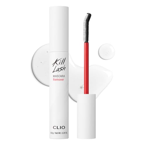 CLIO Kill Lash Mascara Remover, Waterproof Eye Makeup Remover with Curved Precision Brush, Oil Cleanser for Superproof Mascara and Lash Base, No-Rub Gentle Cleansing