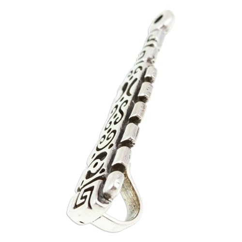 NOVICA No Stone .925 Sterling Silver Men's Individual Pendant 'Aztec Macuahuitl'4