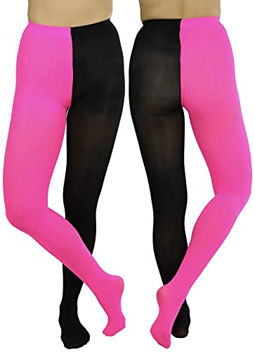 Image of ToBeInStyle Women's Two Toned Vibrant Jester Contrast Opaque Multicolored Tights