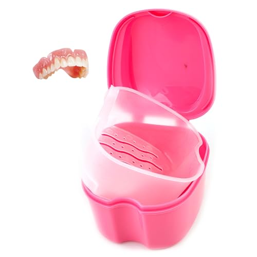 One Piece Portable Dental Retainer Box Easy to Travel Denture Bath Case Plastic Braces Storage Box Lightweight Washable Mouth Guard Case for Travel and Daily Use