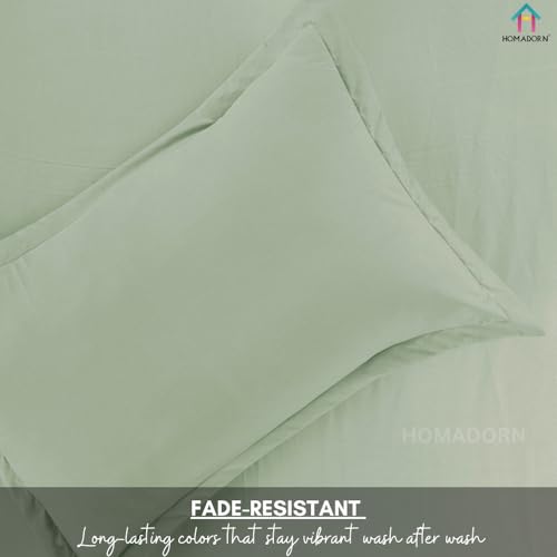 Image of HOMADORN Premium Polycotton Flat Bedsheet for Double Bed with 2 Pillow Covers - Soft, Durable & Wrinkle-Resistant (Mint DUST)