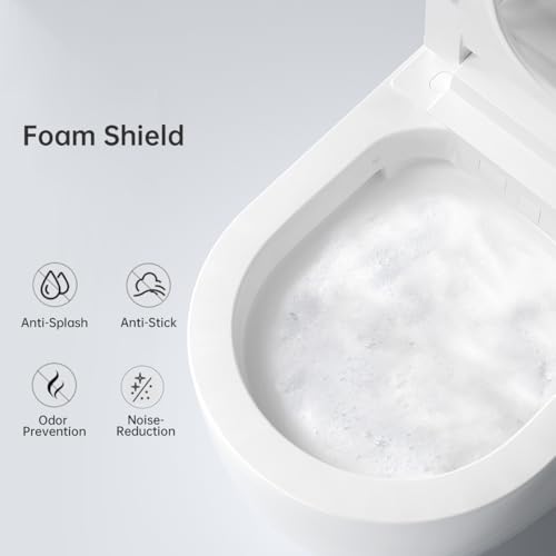 Smart Toilet, Bidet Toilet, Asiento Calefactable con Apertura y Cierre Automático, Limpieza con Agua Caliente Instantánea, Descarga Automática, Control Remoto, Sensor de Pie, Pantalla Digital LED miniatura 3