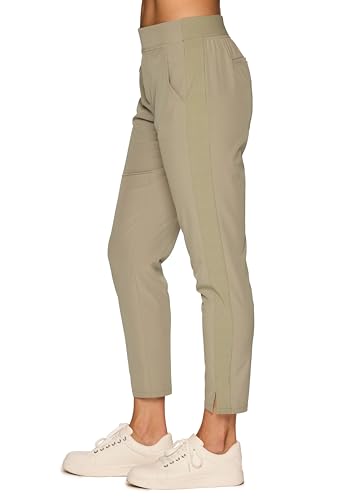 RBX Women's Stretch Woven Ankle Pant, Lightweight, Quick Drying, Flat-Front Straight Leg Pants with Pockets