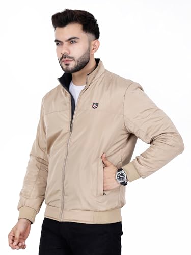 Image of Dollar Full Sleeves Bomber Jacket for Men | TPU Men's Standing Collar Lightweight Winter Jacket, Regular Fit