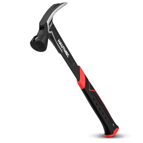 HAUTMEC 20 oz. One Piece Forged Framing Hammer with Straight Rip Claw Hammer, Milled Face, Shock-Absorbing Grip, with Magnetic Nail Holder, HT0371-HM 1 HAUTMEC 20 oz. One Piece Forged Framing Hammer with Straight Rip Claw Hammer, Milled Face, Shock-Absorbing Grip, with Magnetic Nail Holder, HT0371-HM