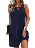 AI'MAGE Womens Sleeveless Swimsuit Coverup Tank Bathing Suit Cover Ups T Shirt Beach Dress (Navy Blue,X-Large)