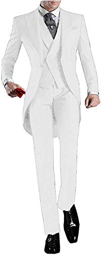 Men's 3 Piece Suit Tailcoat Slim Fit Tuxedo One Button Suit Blazer Jacket & Vest & Pants3