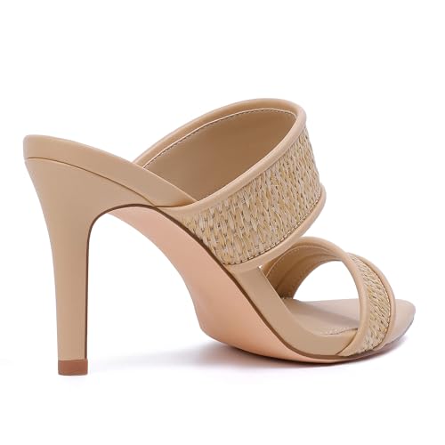 Image of vivianly Clear Pointed Toe Heels Sandals Transparent Strap Stiletto High Heels Slip on Mules for Women