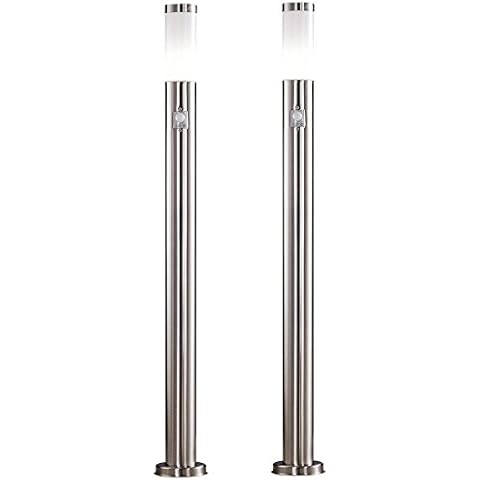 etc-shop 2er Set Außen Steh Leuchten Edelstahl Design Garten Weg Beleuchtung Lampen Bewegungsmelder Cover