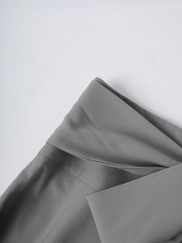 Womens Casual Solid Color Tie Waist A-Line Midi Skirt Flared Knee Length Skirts for Women4