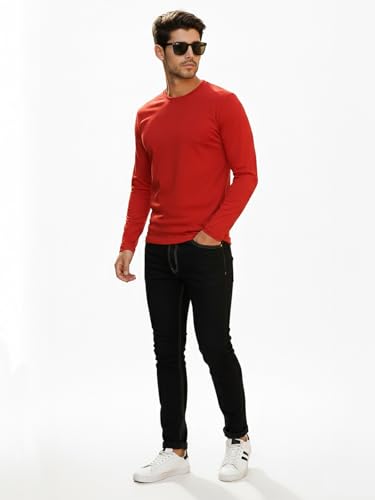 Image of Veirdo Pure Cotton Round Neck Regular Fit Solid Full Sleeve T-Shirt for Men & Boys (Available in Black, Cork, Green, Maroon, Navy, Swanwhite & White Color)