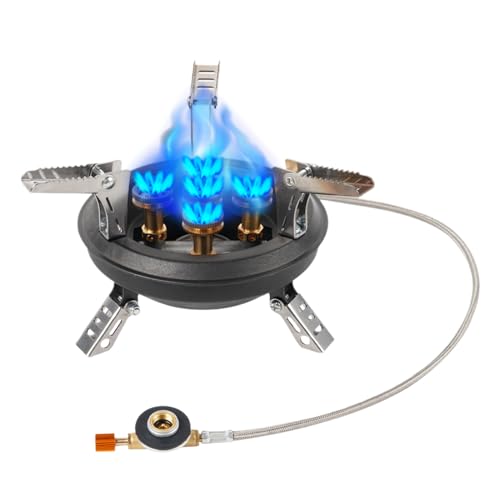Sghtil Estufa de Camping | Cocina Plegable Para Senderismo 16000W,5 Quemadores Equipo De Cocina Para Aire Libre Senderismo Acampada Barbacoa