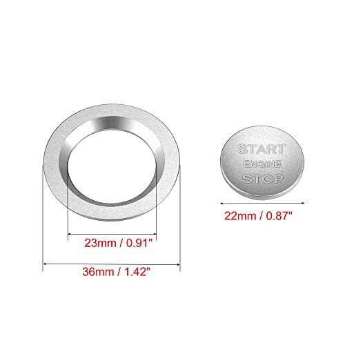 X AUTOHAUX Engine Start Stop Button Cover Kit One Click Push Start Button Trim Sticker for Land Rover Discovery for Range Rover Sport Silver Tone