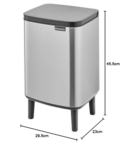 Brabantia - Mülleimer Bo Hi 12L mit Soft-Close-Deckel, herausnehmbarem Inneneimer und Transportgriff - Für Bad, Schlafzimmer und Homeoffice - Mattschwarz